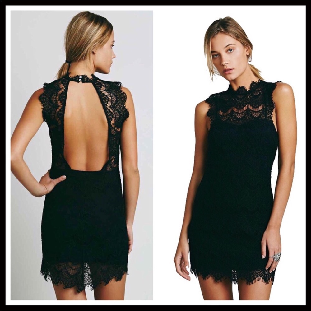 FREE PEOPLE BOHO CROCHET LACE MINI TANK DRESS A3C - Picture 2 of 13